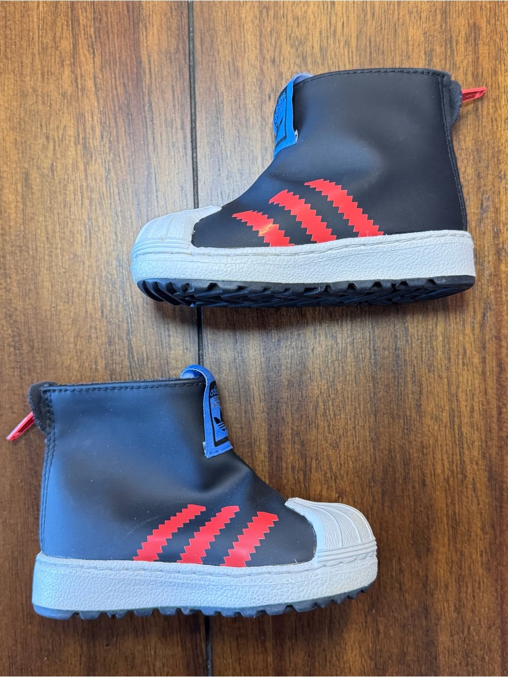 Adidas Baby Toddler Originals Superstar 360 Rain Boots Size 4K Black Red - Picture 2 of 6